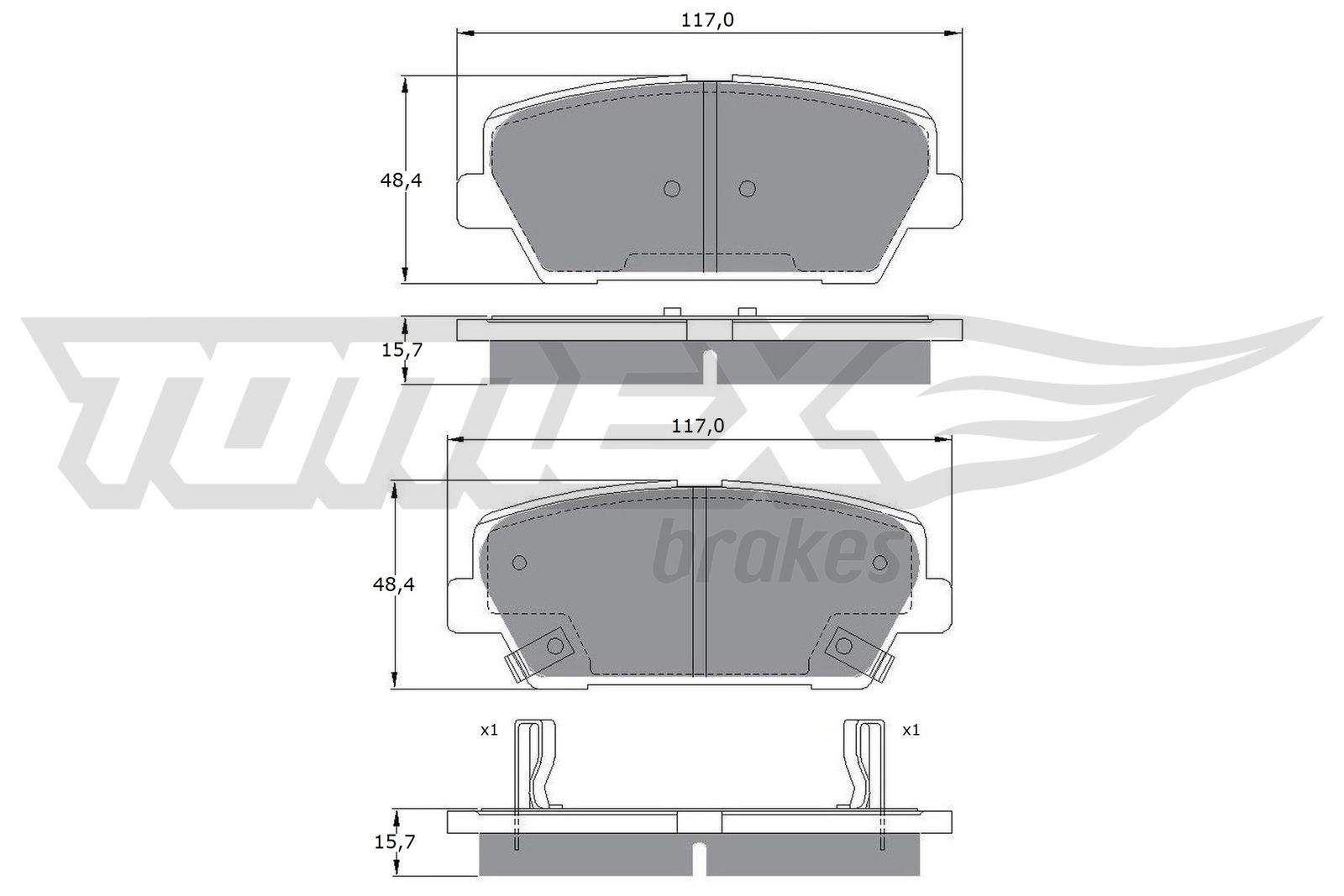 Obrázok Sada brzdových platničiek kotúčovej brzdy TOMEX Brakes  TX1745